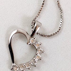 Sterling 925 CZ Heart Pendant-Italy